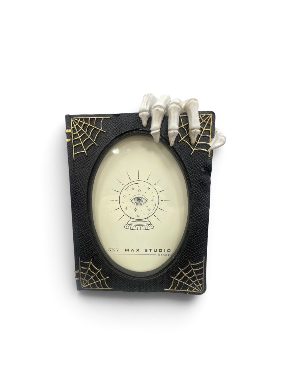 Max Studio Gothic Skeleton Hand Photo Frame with Gold Web Accents - 5 x 7 - New